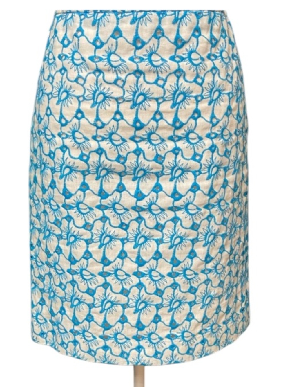 TALBOTS 100% LINEN 🆕 FLORAL EYELET EMBROIDERED SKIRT Cotton Lined NWOT Sz 10P